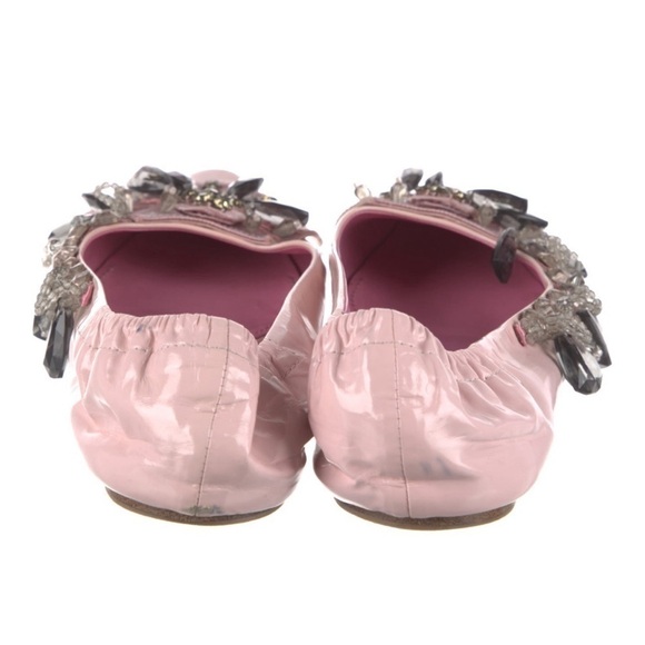 LOUIS VUITTON Crystal Embellishment Pink Leather Ballet Flats Size IT38 VGUC - Picture 6 of 6